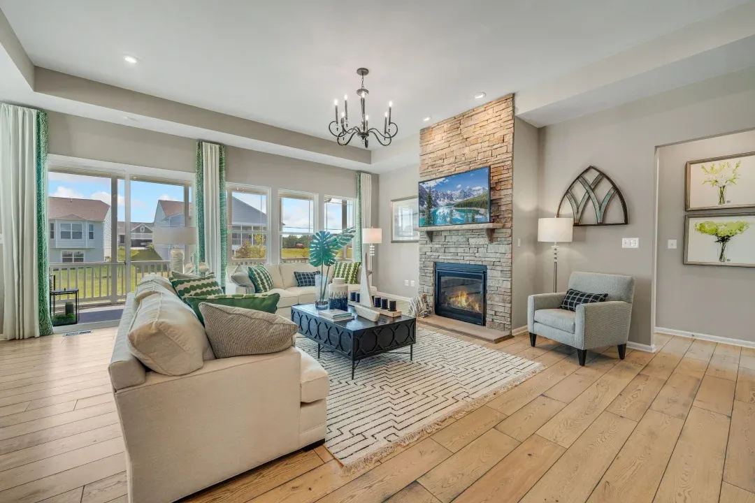 Great room with fireplace