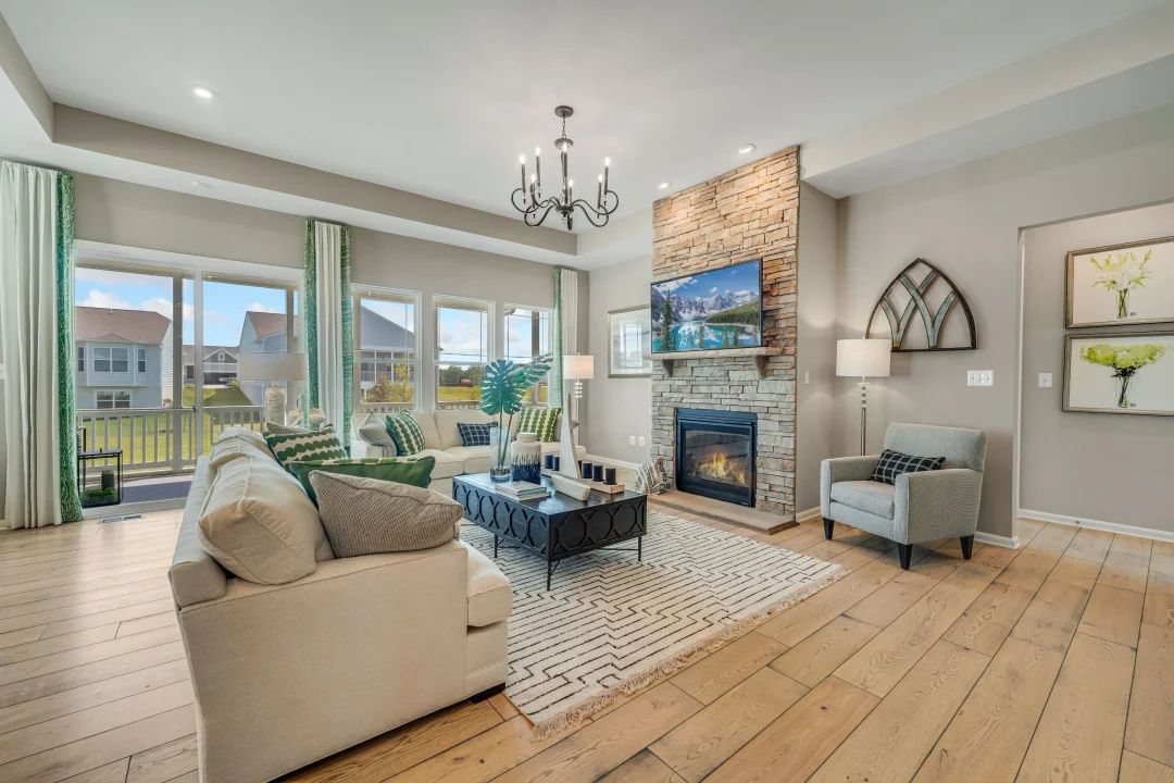 Great room with fireplace
