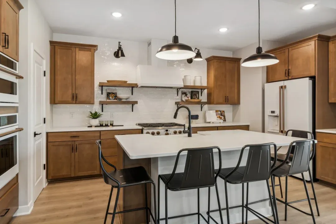 Kitchen with center island and pendant lighting