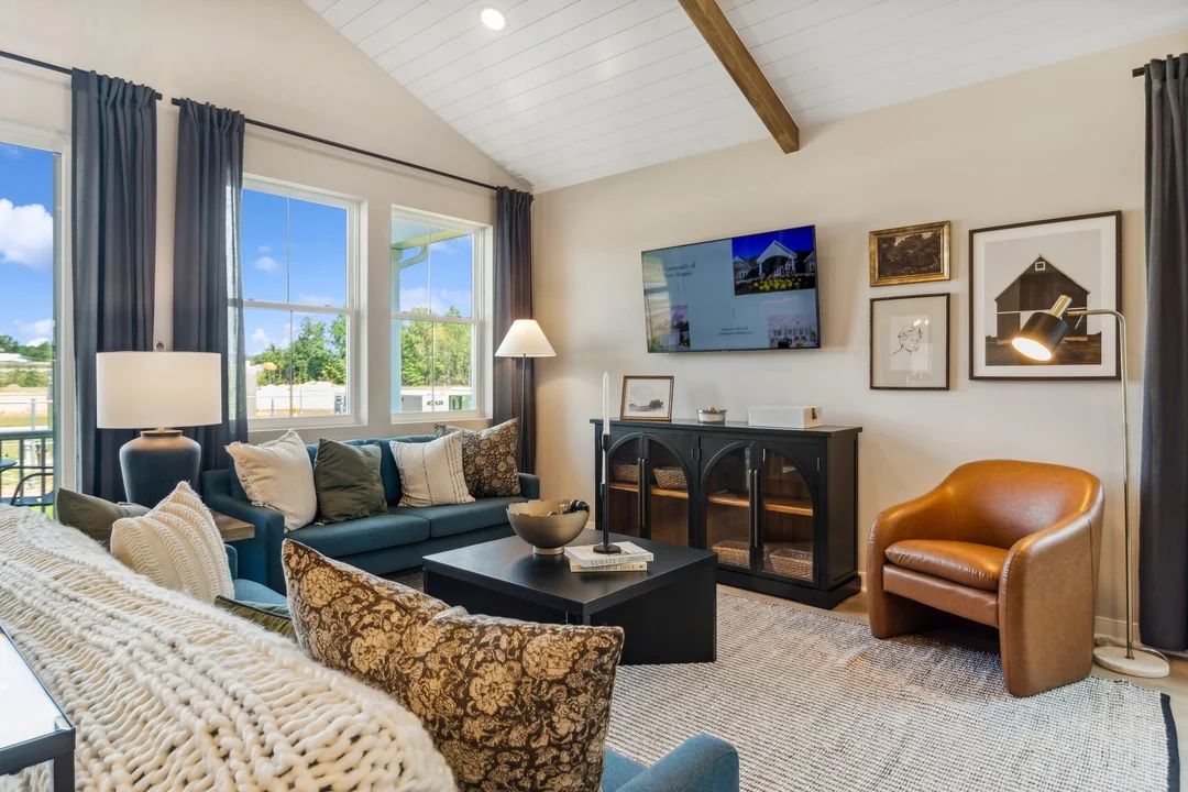 Great room with large windows