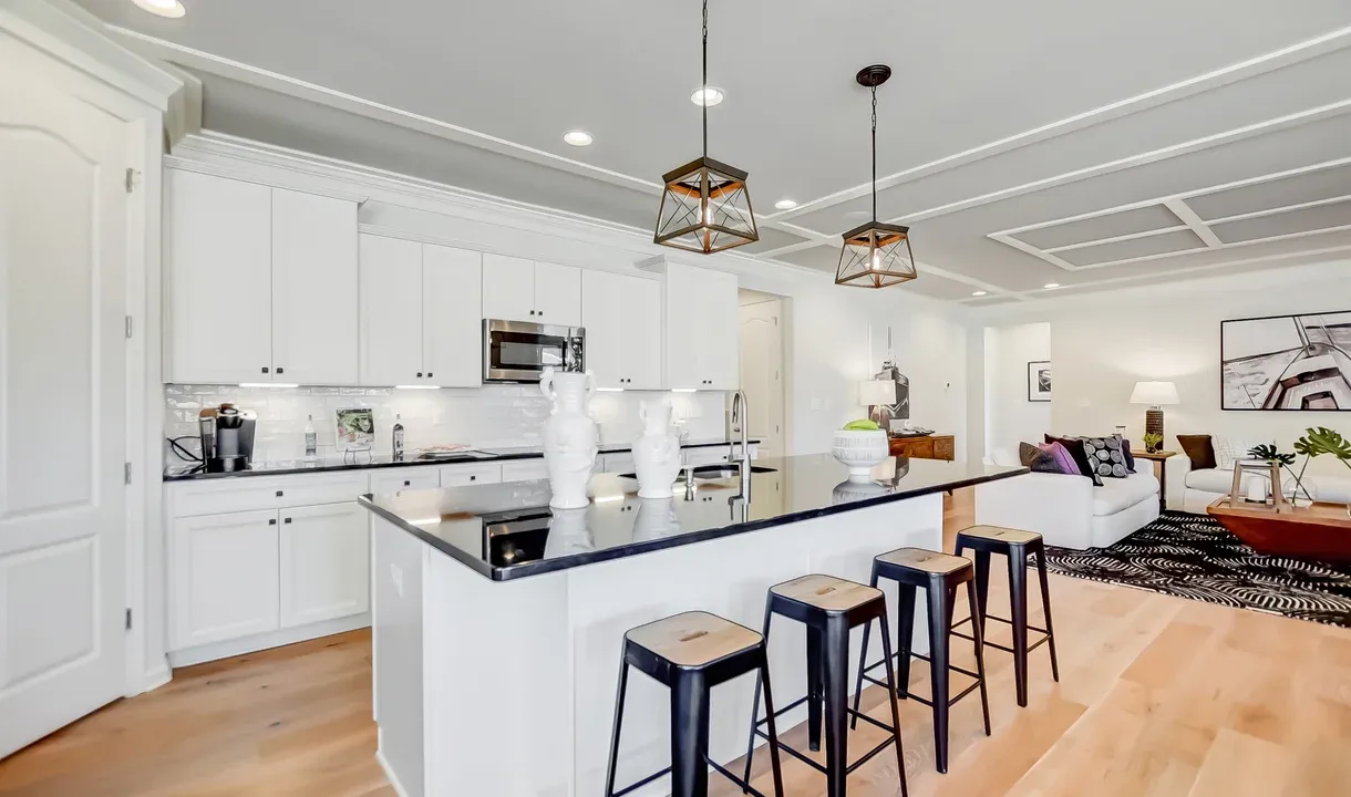 Kitchen with pendant lighting