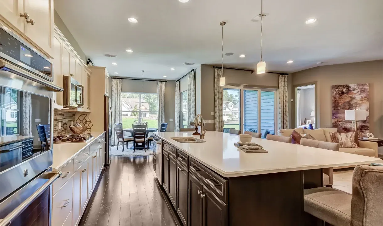 Pendant lights over island