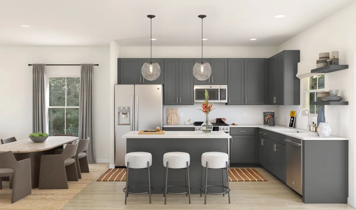 Kitchen with pendant lighting