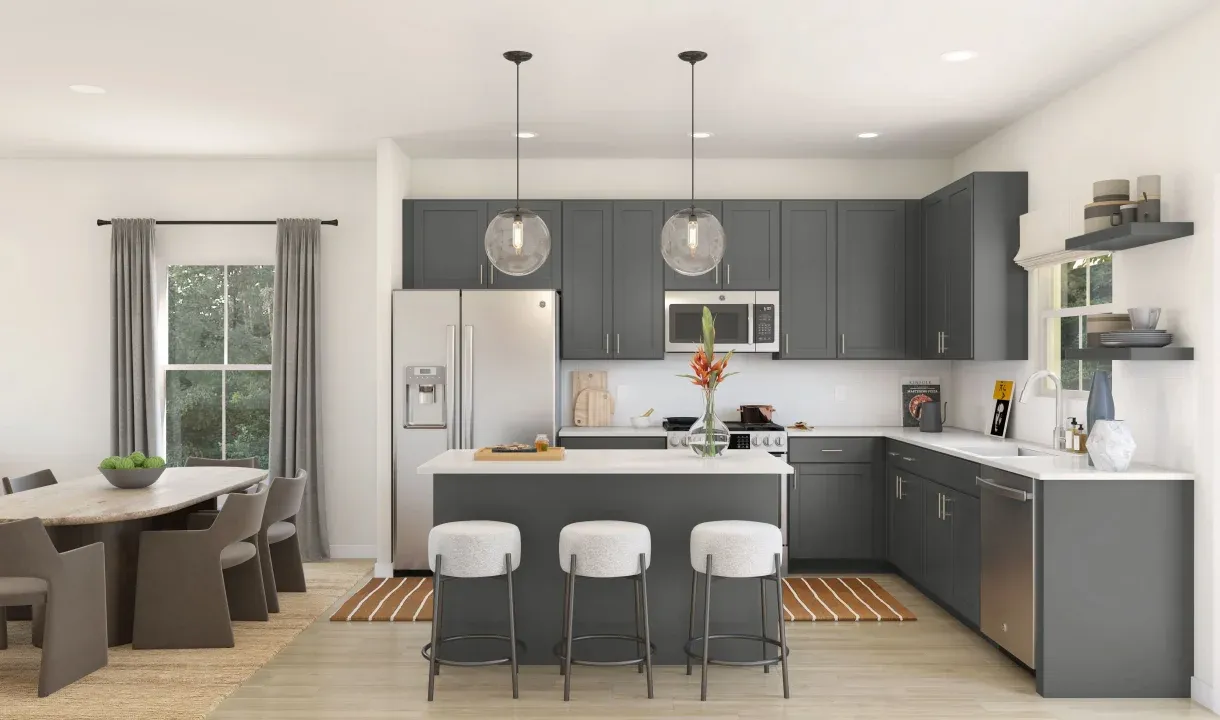 Kitchen with pendant lighting
