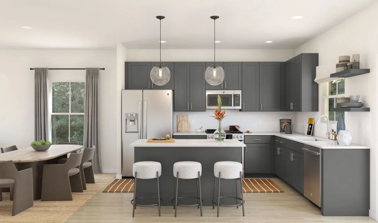Kitchen with pendant lighting