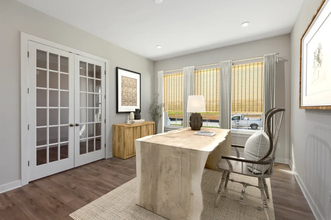 Home office with French doors