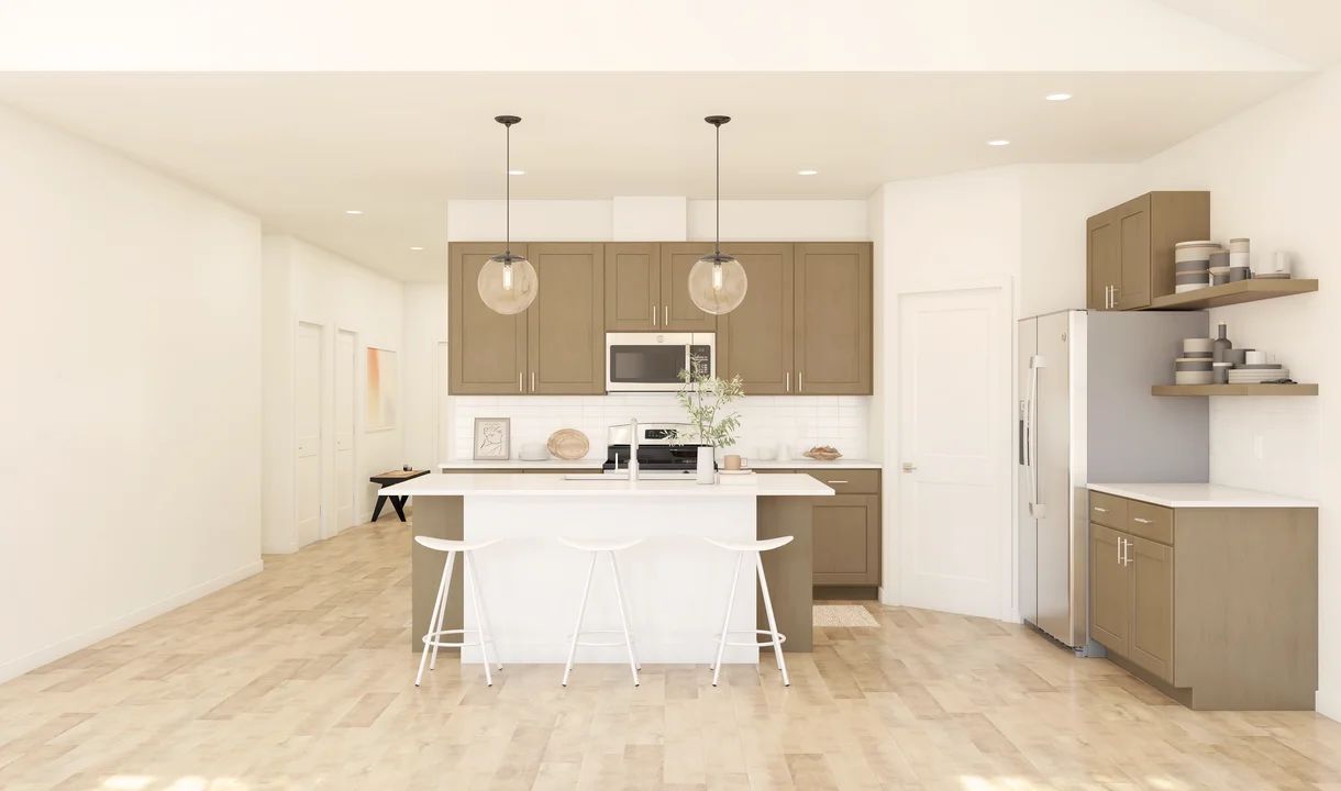 Kitchen with pendant lighting