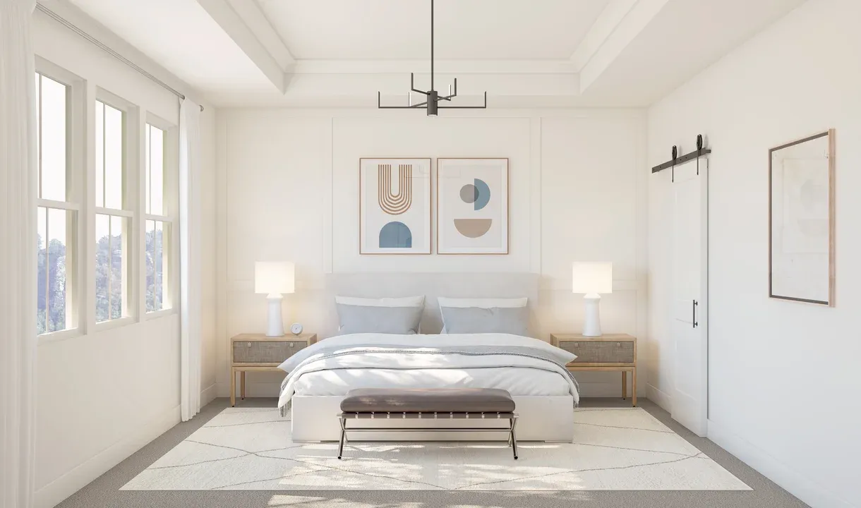 Primary suite with decorative feature wall