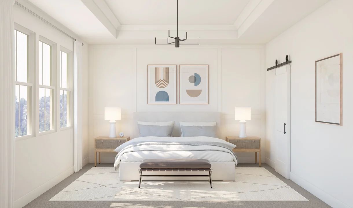 Primary suite with decorative feature wall