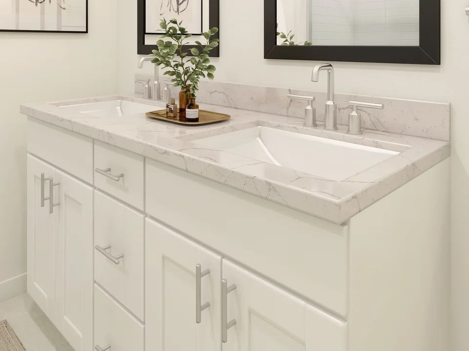 Primary bath with chrome fixtures