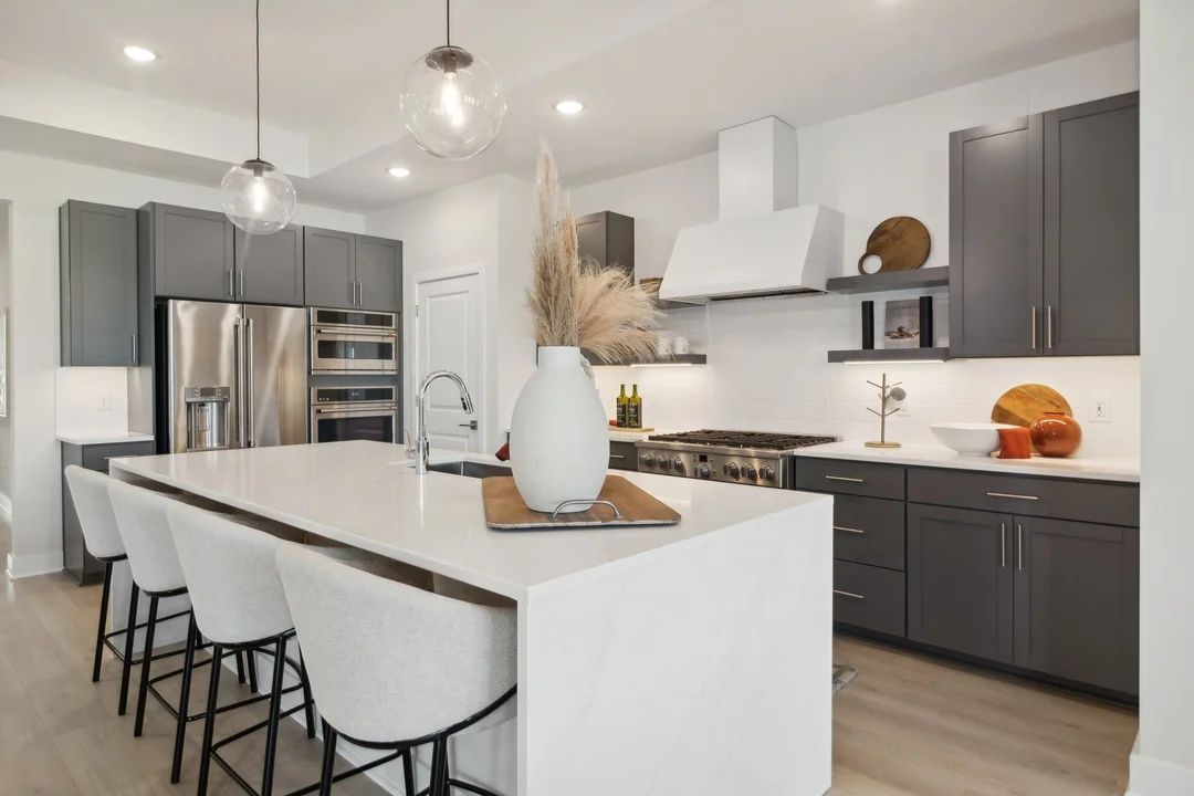Kitchen with pendant lighting