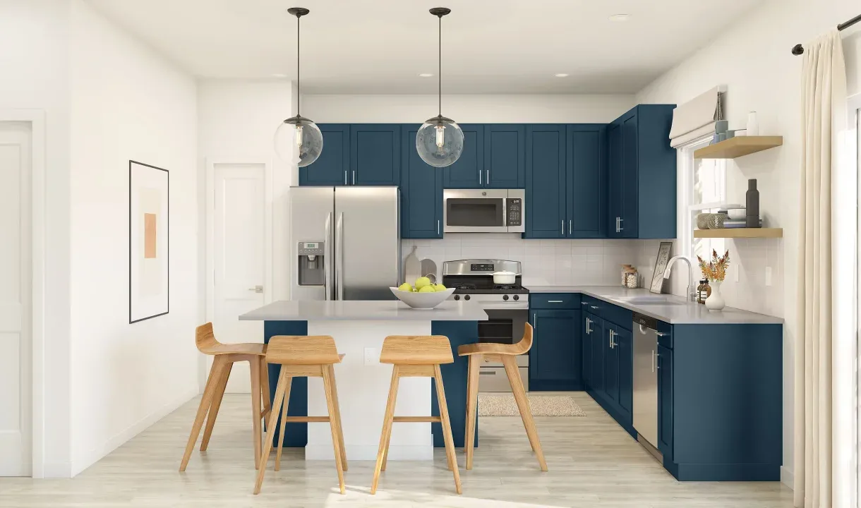 Kitchen with pendant lighting