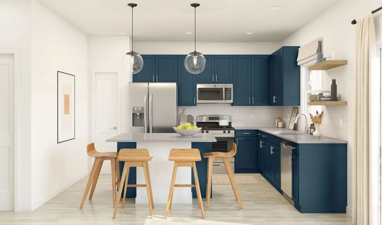 Kitchen with pendant lighting