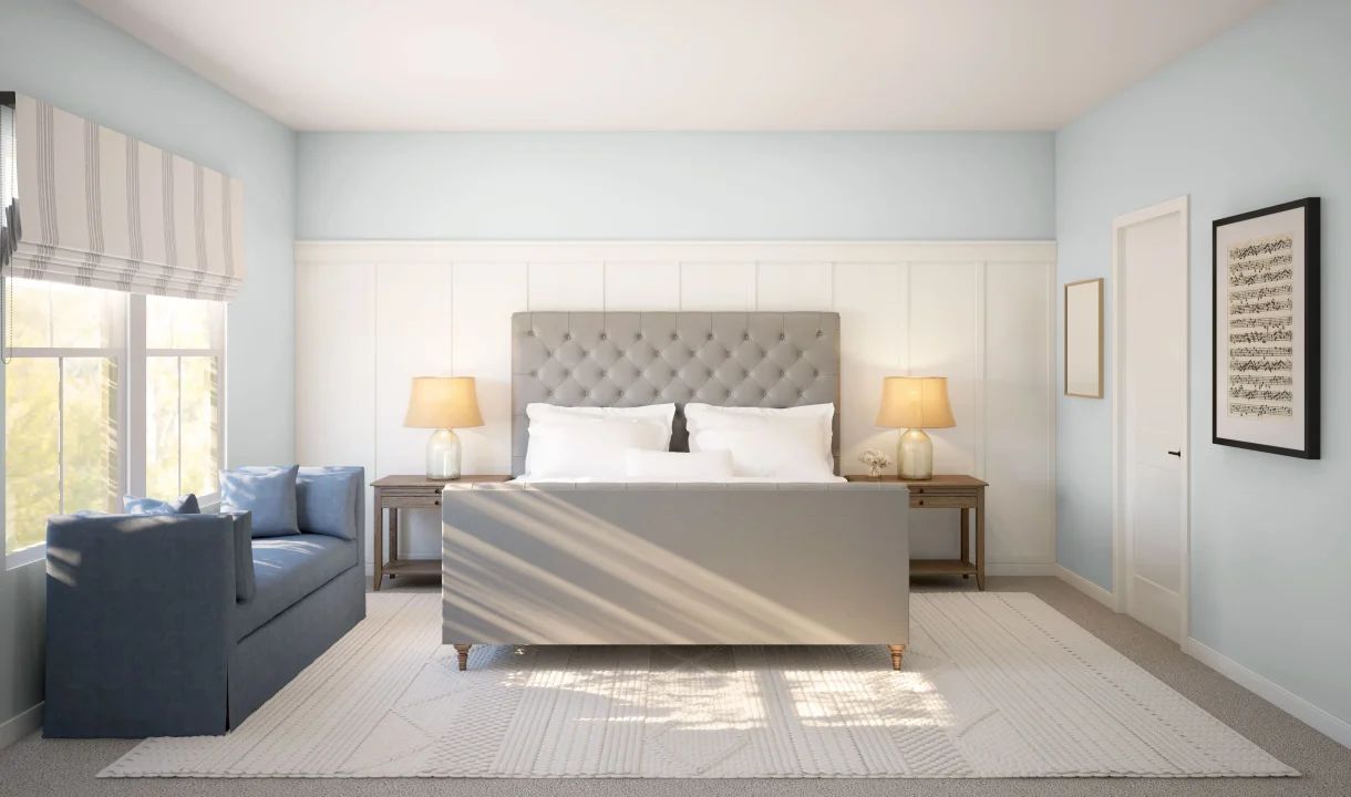 Primary suite with decorative feature wall