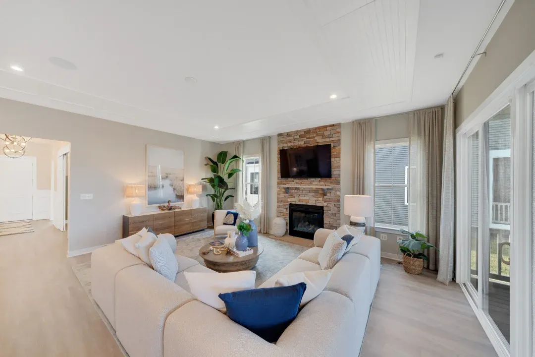 Great room with fireplace