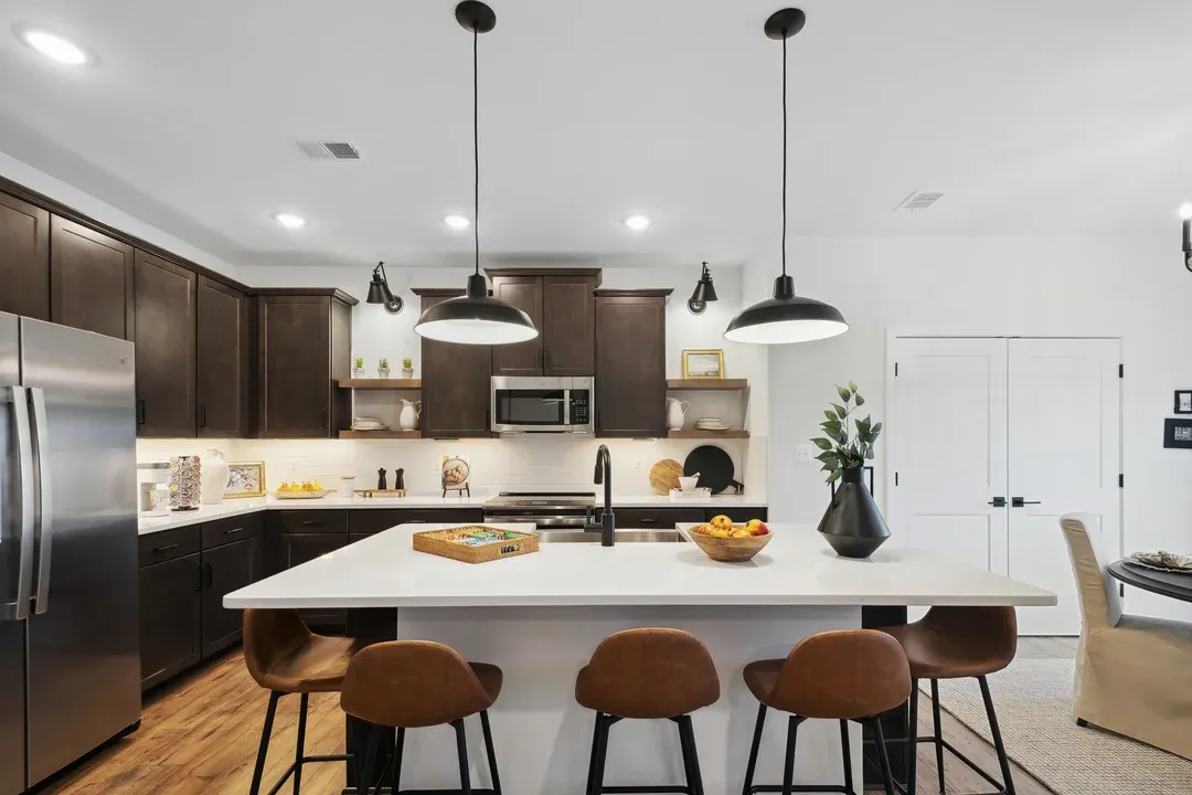 Kitchen with pendant lighting