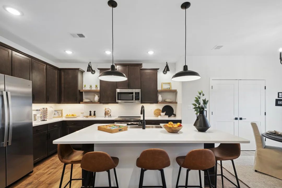 Kitchen with pendant lighting