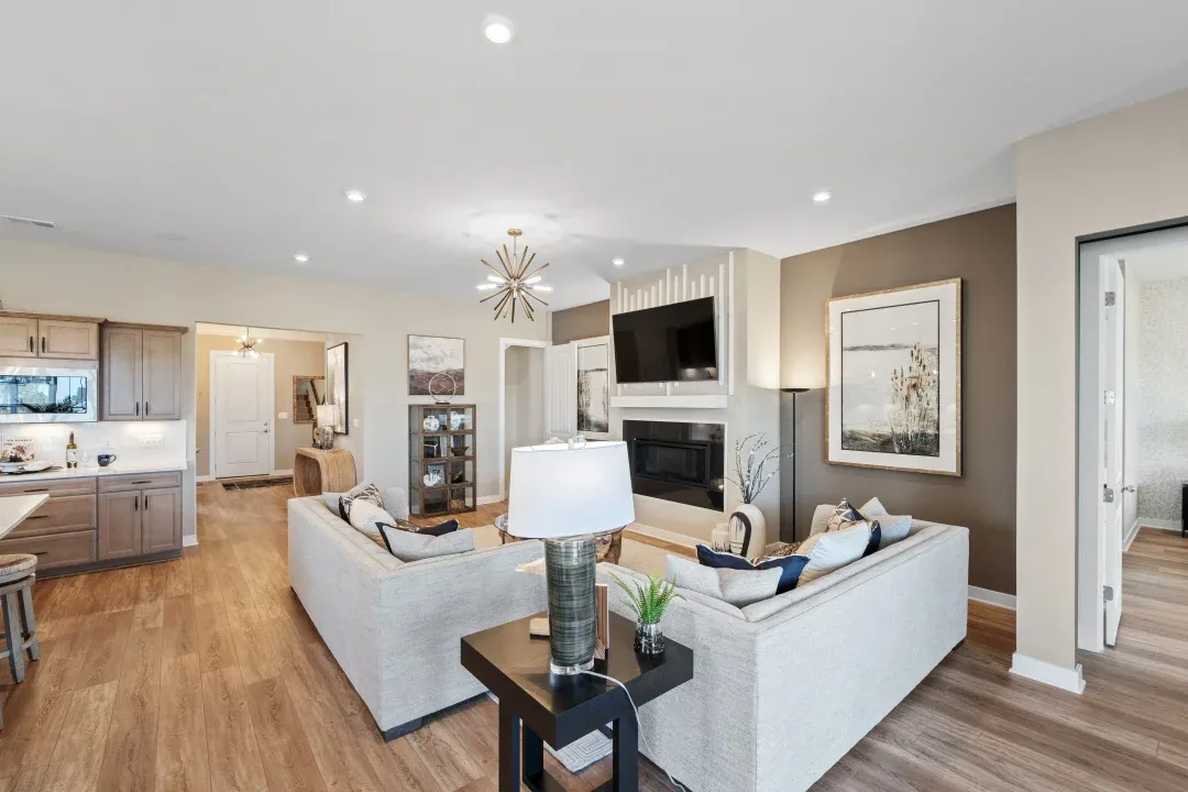 Great room with fireplace