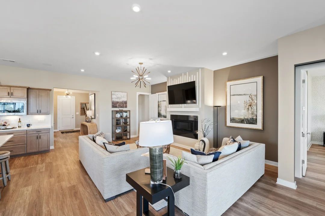 Great room with fireplace
