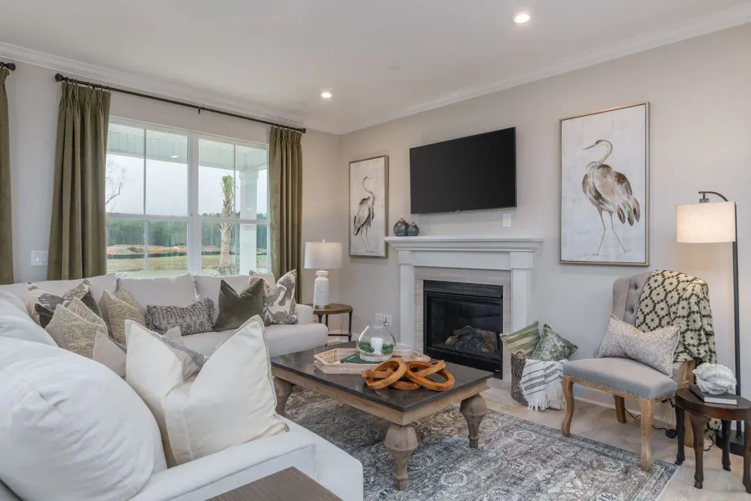 Great room with fireplace