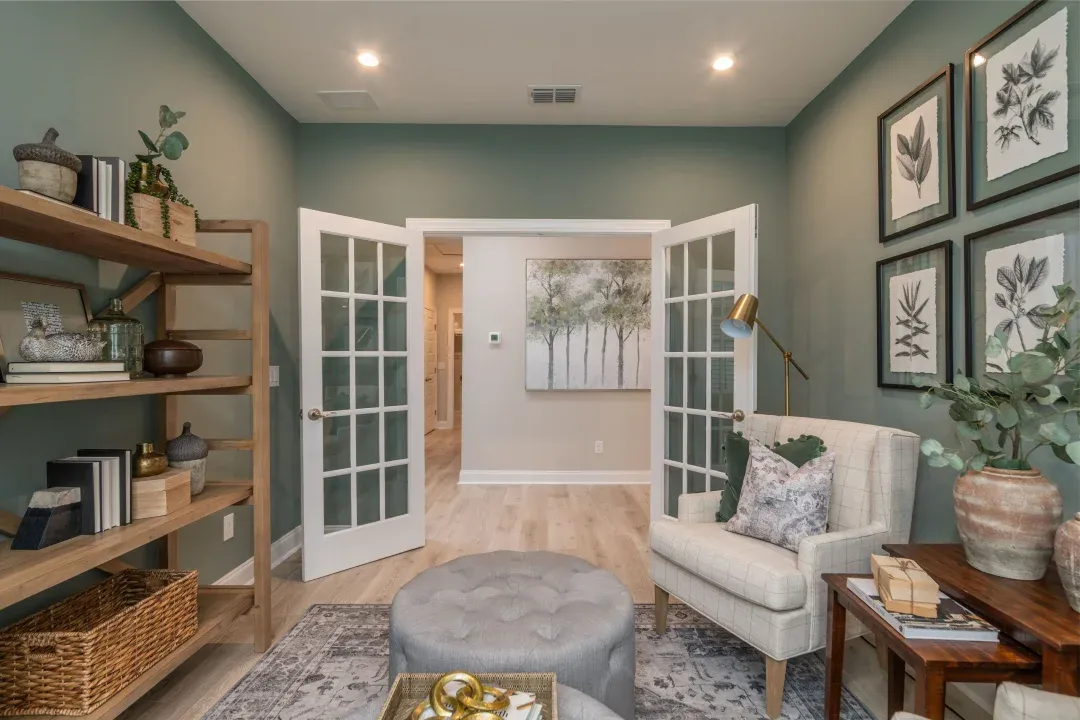 Home office with French doors