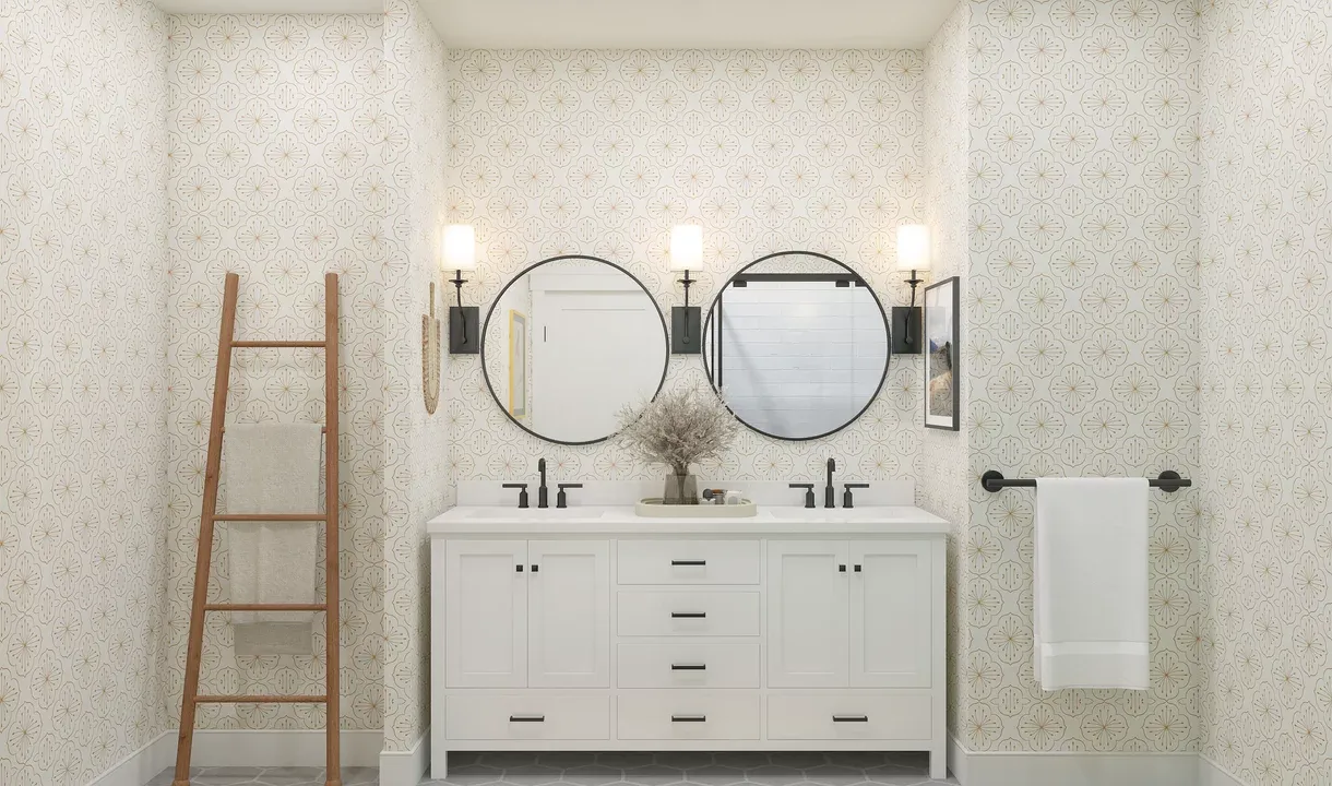 Primary bath with freestanding vanity-Artist Rendering