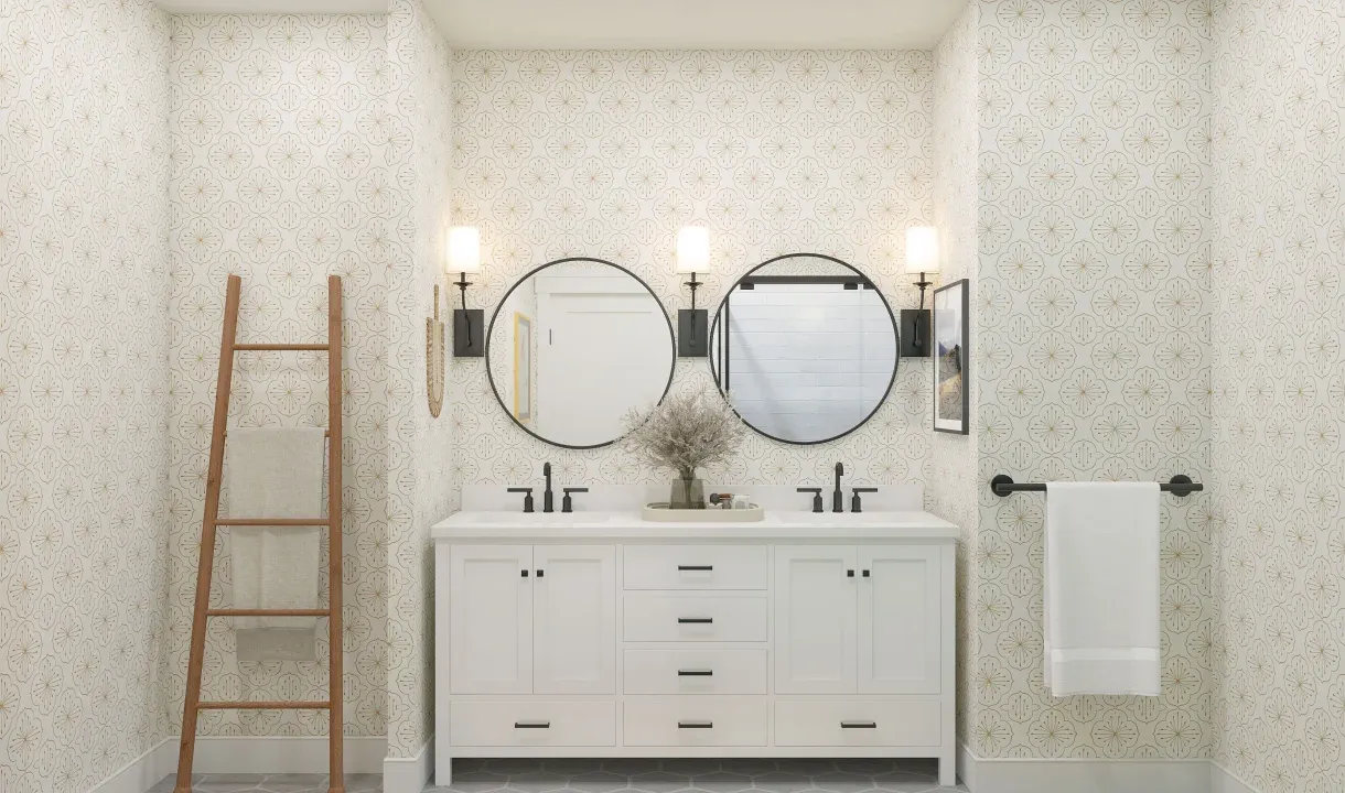 Primary bath with freestanding vanity-Artist Rendering