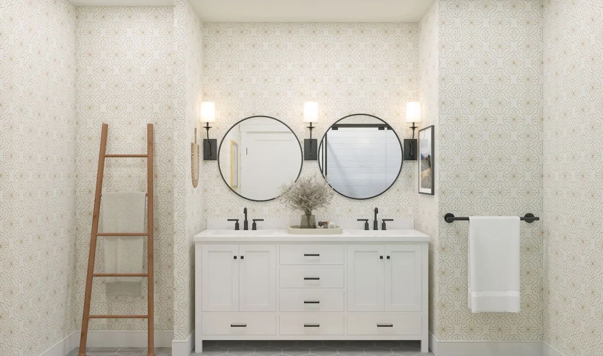 Primary bath with freestanding vanity-Artist Rendering
