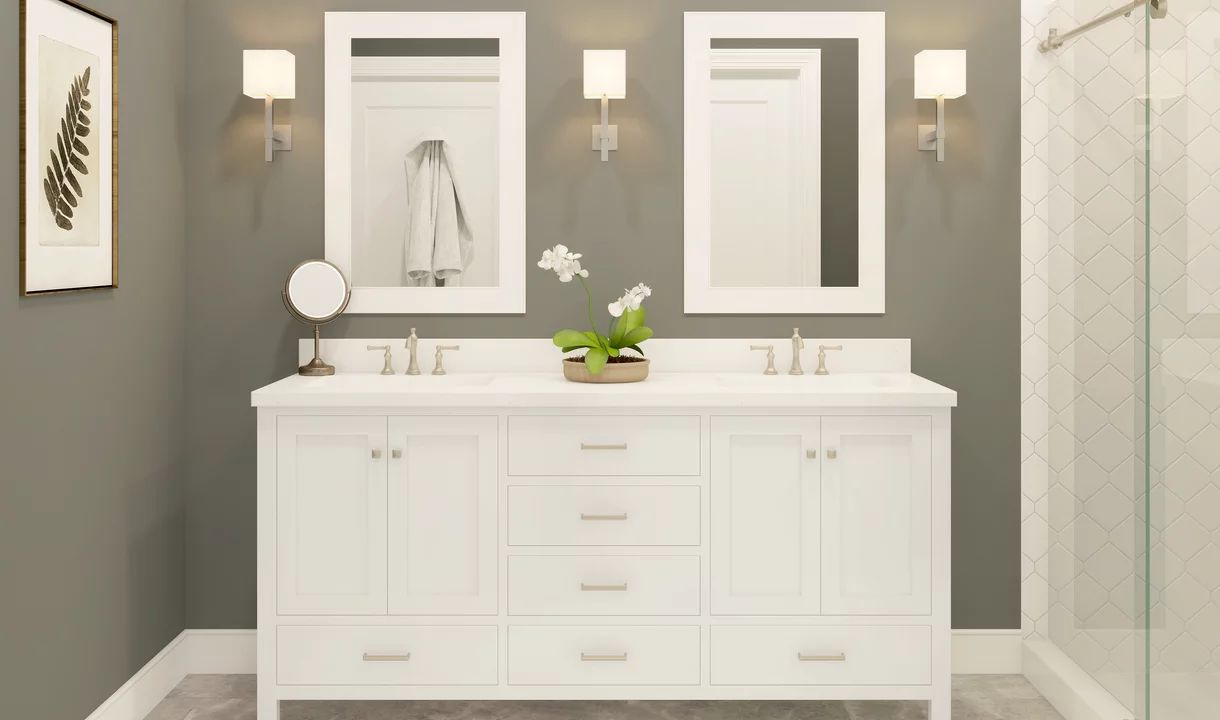 Primary bath with freestanding vanity-Artist Rendering