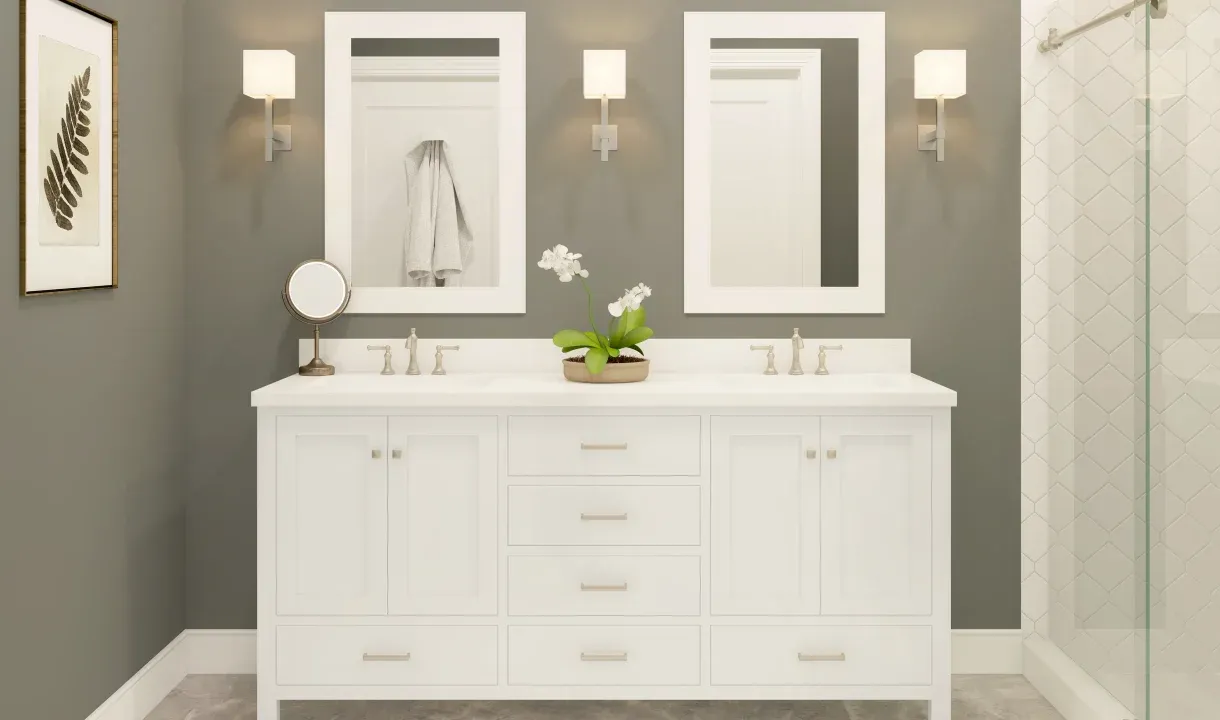 Primary bath with freestanding vanity-Artist Rendering