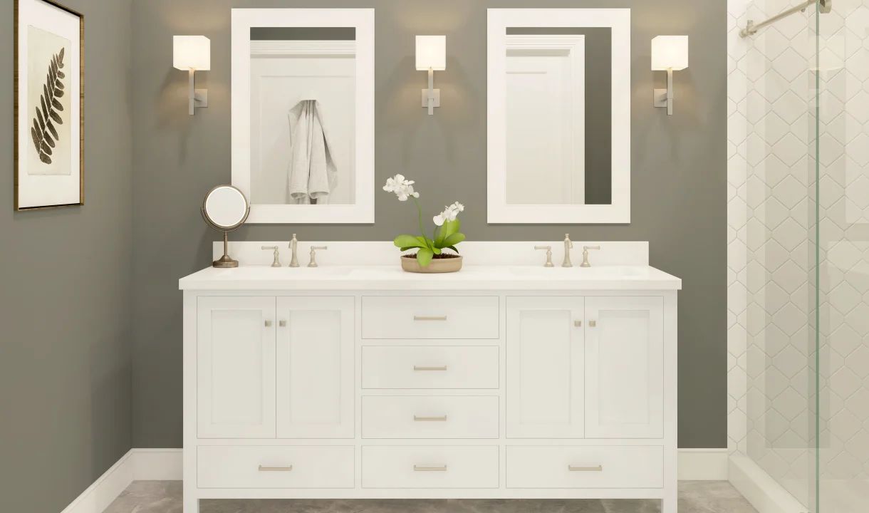 Primary bath with freestanding vanity-Artist Rendering