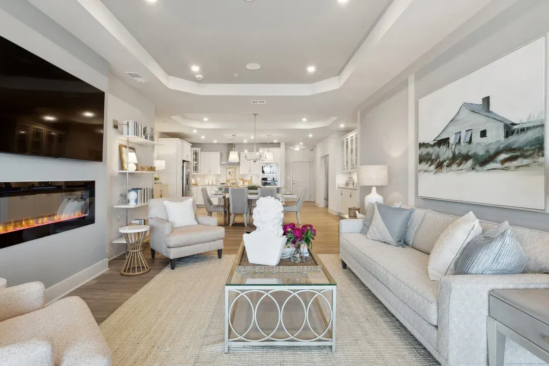 Great room, dining area and kitchen