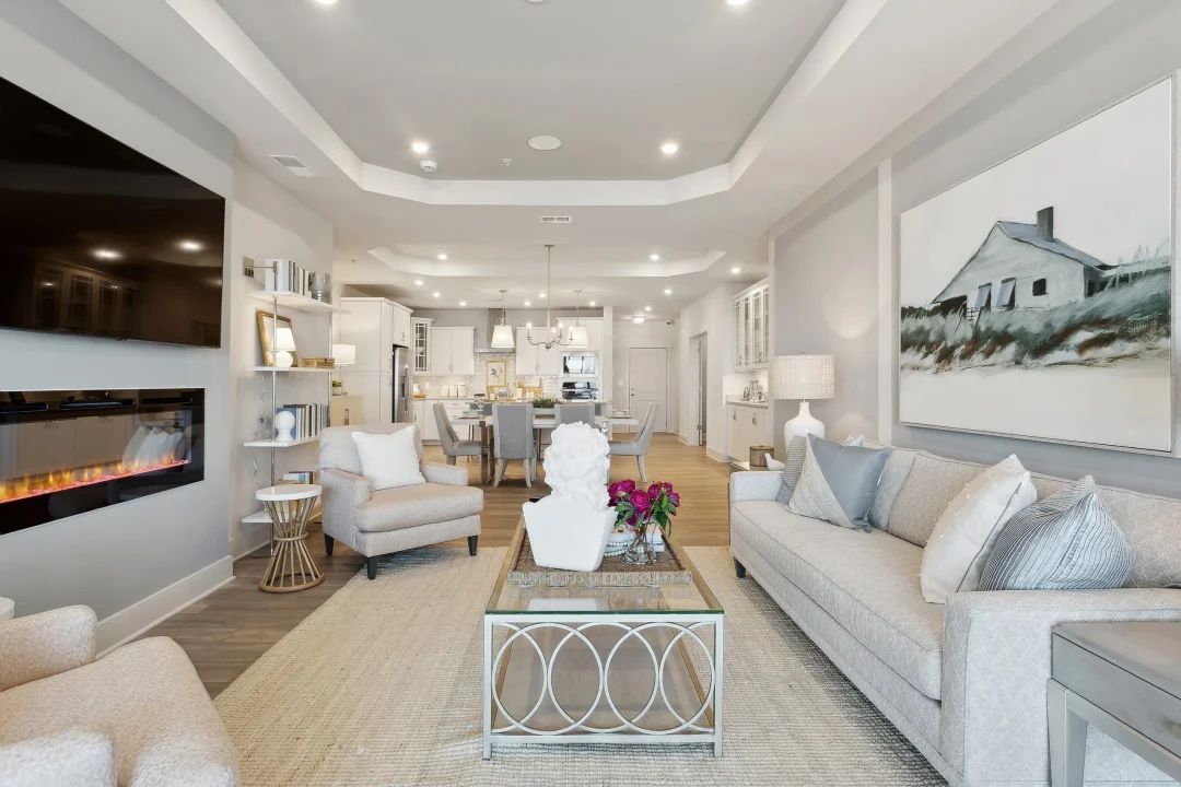 Great room, dining area and kitchen