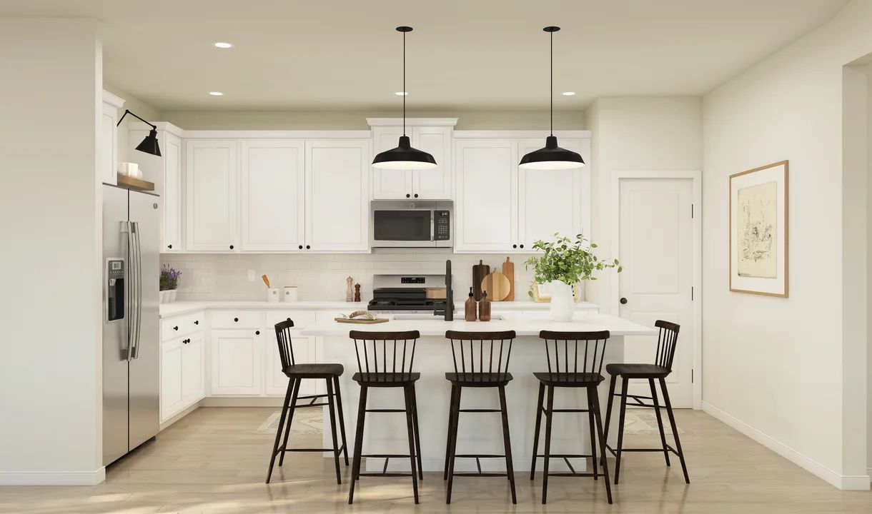 Kitchen with center island and pendant lighting