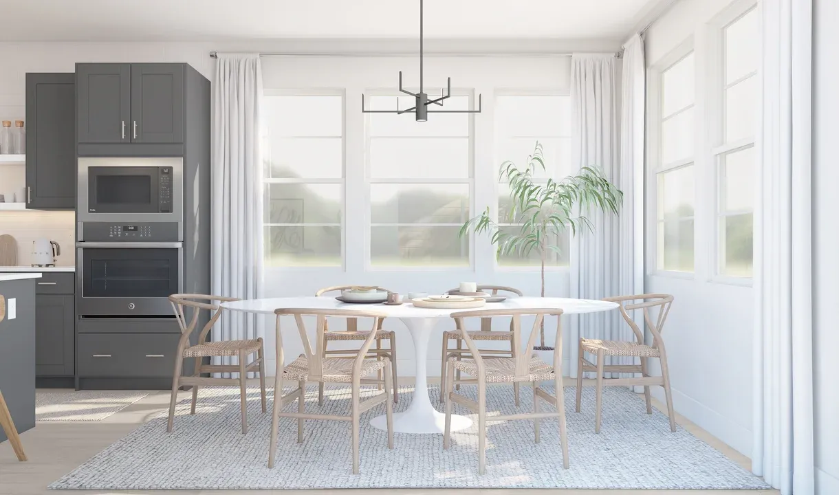 Dining area with chandelier