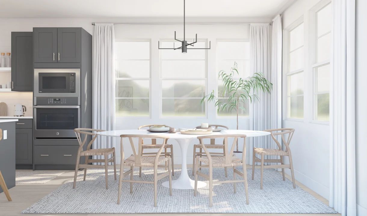 Dining area with chandelier