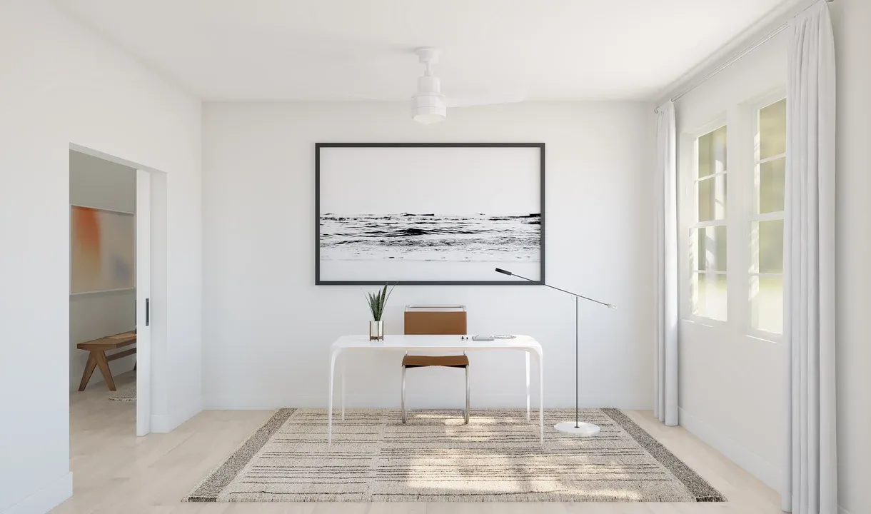 Home office with double barn doors