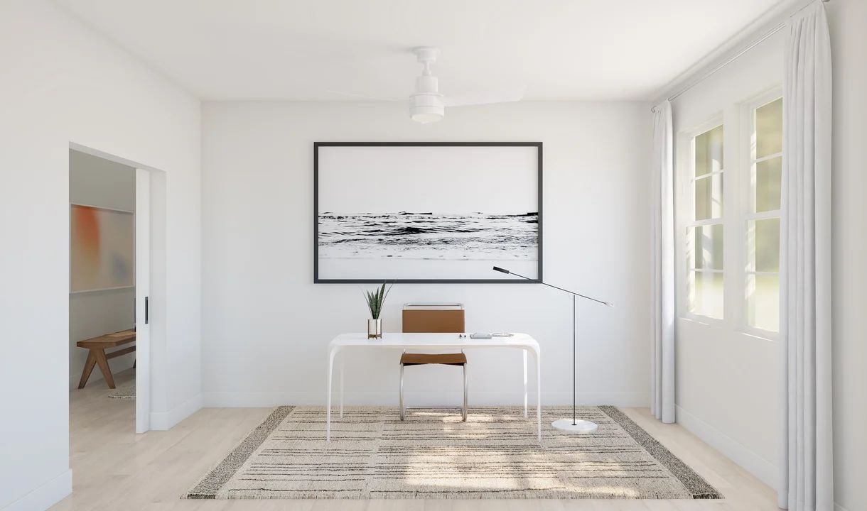 Home office with double barn doors