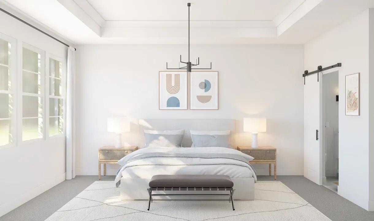 Primary suite with crown moulding