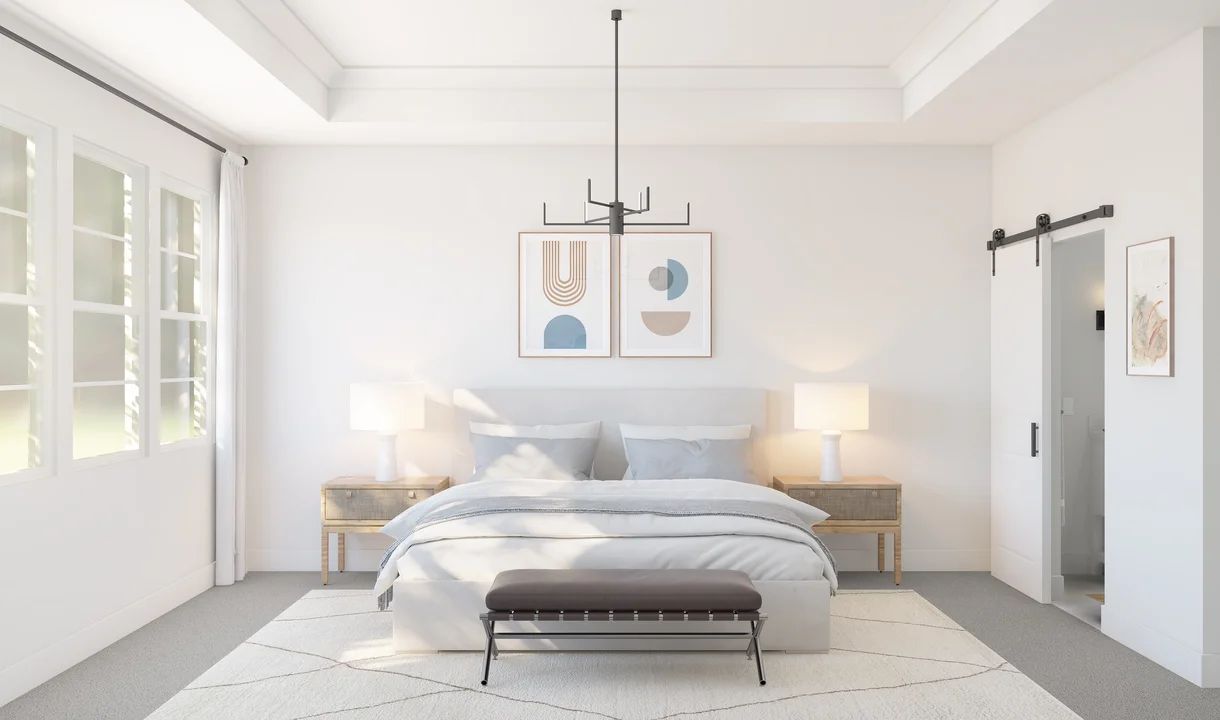 Primary suite with crown moulding