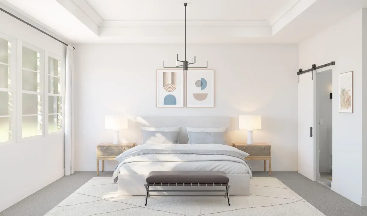 Primary suite with crown moulding
