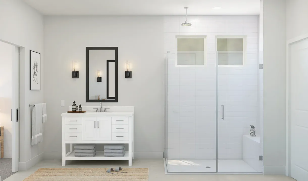Primary bath with dual vanities