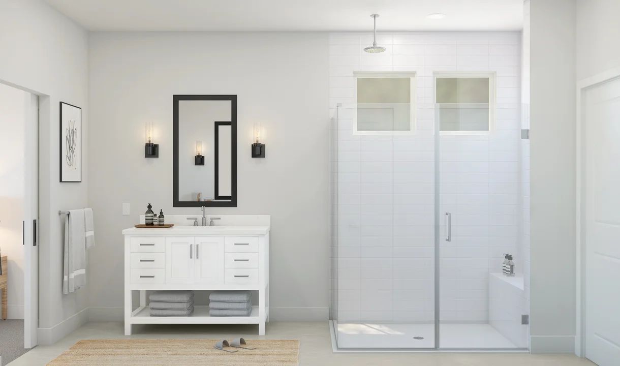 Primary bath with dual vanities