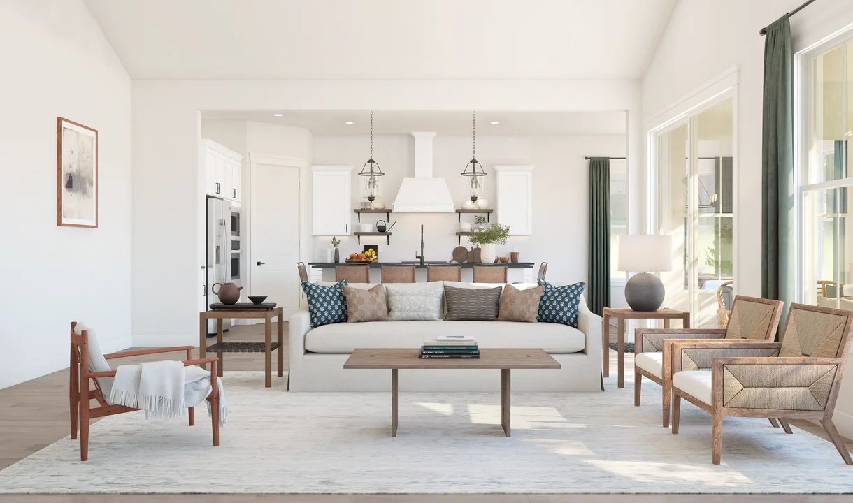 Great room with vaulted ceiling