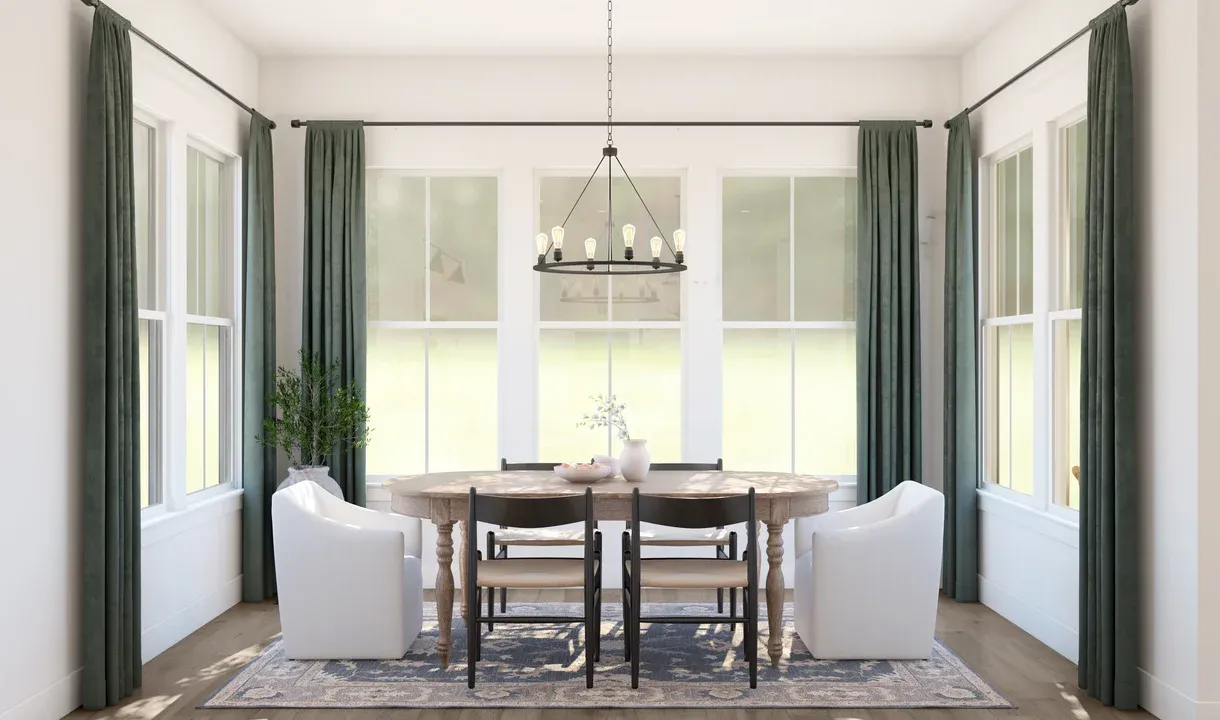 Dining area with chandelier