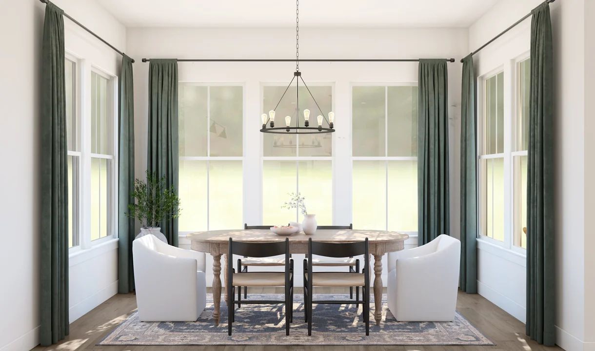 Dining area with chandelier