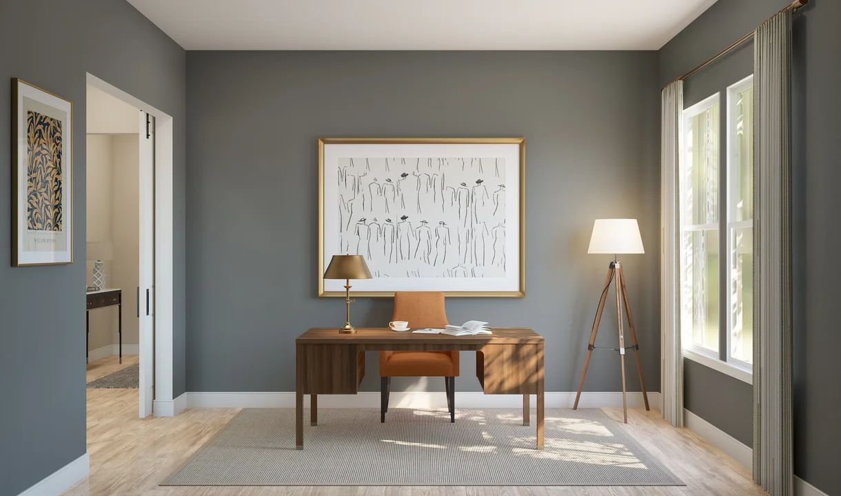 Home office with double barn doors