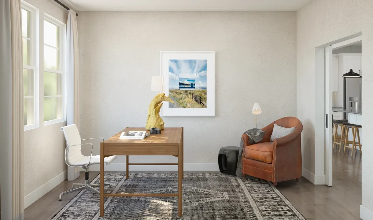 Home office with double barn doors