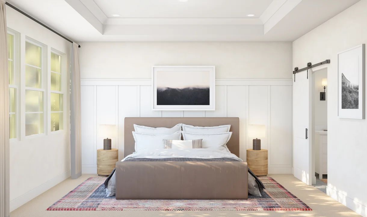 Primary suite with decorative feature wall