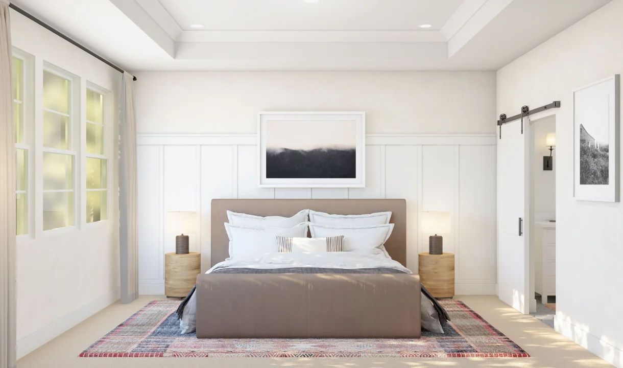 Primary suite with decorative feature wall